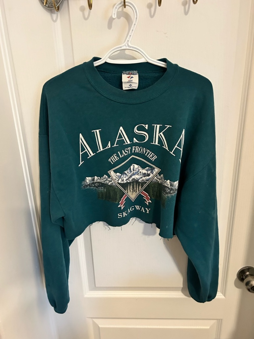 Alaska Graphic Cropped Sweatshirt Teal